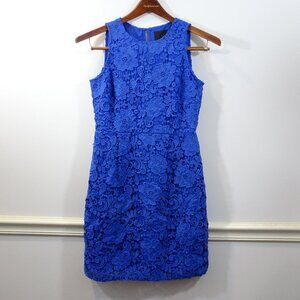 J Crew Periwinkle Blue Lace Overlay Sheath Dress Size 2 Party Cruise Cocktail